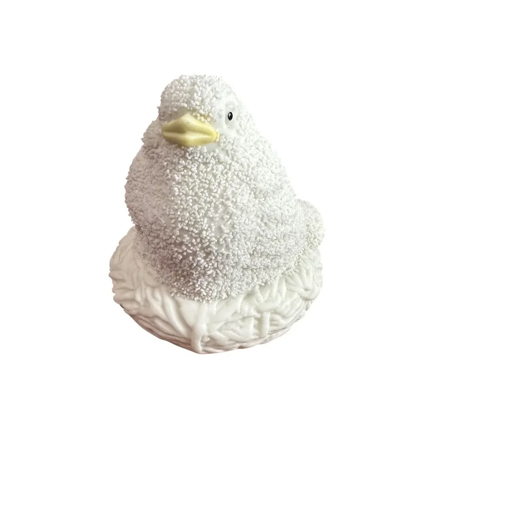 Dept 56 Easter Chick in Nest Figurine 1994 White Textured Bird Ceramic‎ Decor